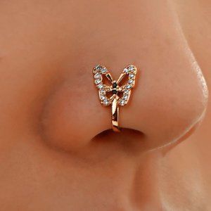 NEW Gold Rhinestone Butterfly  Nose Cuff